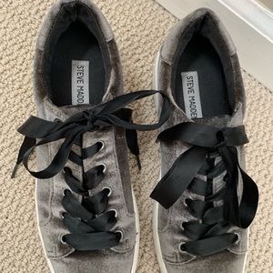 Steve Madden Velvet Sneaker with Ribbon Lace